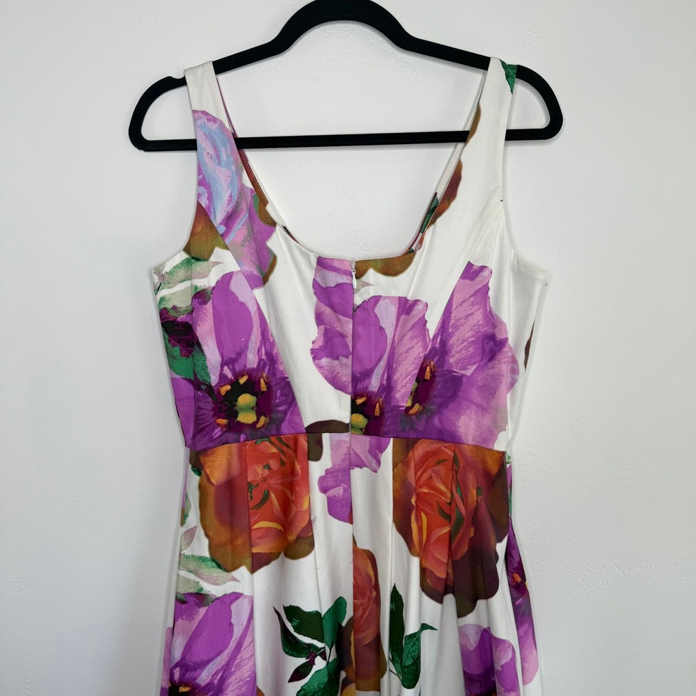 Calvin Klein Floral Fit & Flare Dress 8 White Roses Garden Party Wedding Guest - Picture 5 of 12